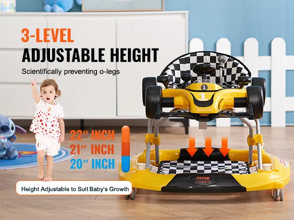 Andador para bebé VEVOR con altura ajustable en 3 niveles, que previene científicamente las piernas en forma de O, adecuado para el crecimiento.
