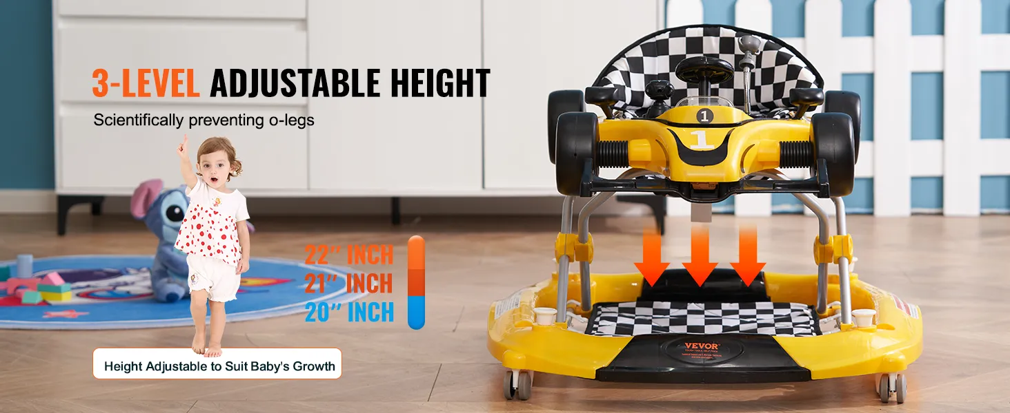 Andador para bebé VEVOR con altura ajustable en 3 niveles, que previene científicamente las piernas en forma de O, adecuado para el crecimiento.