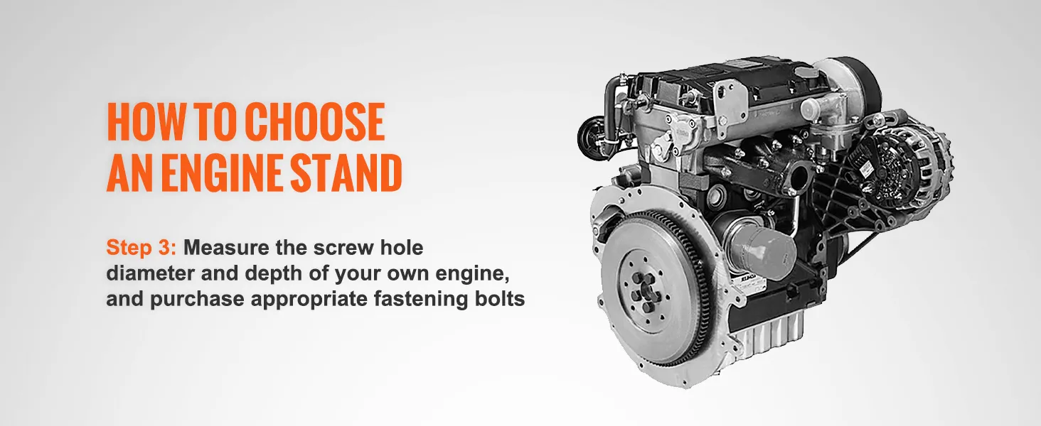 how to choose an engine stand. step 3: measure screw hole diameter and depth; buy suitable bolts. VEVOR engine stand.