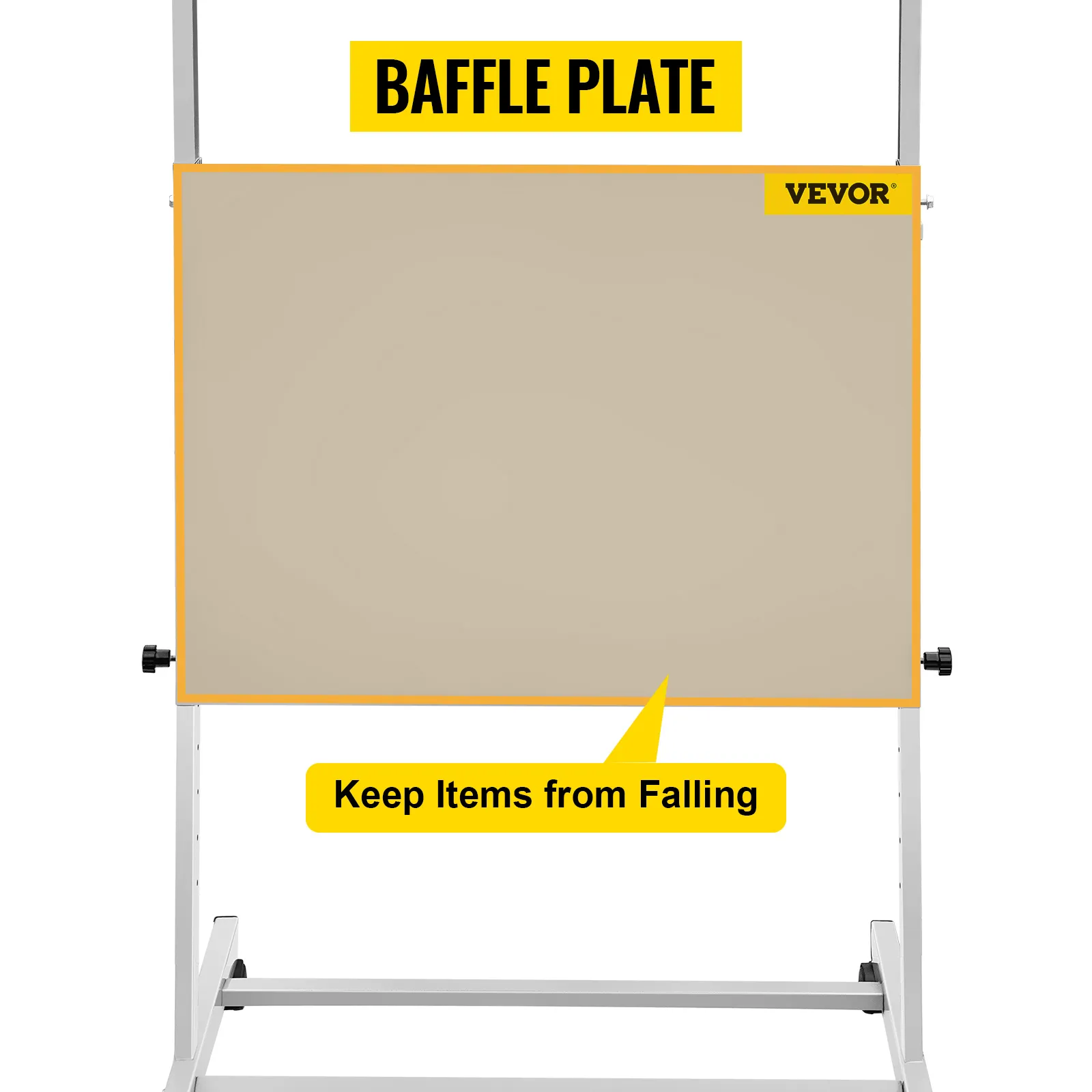 VEVOR stand up lectern with baffle plate to keep items from falling, white frame.