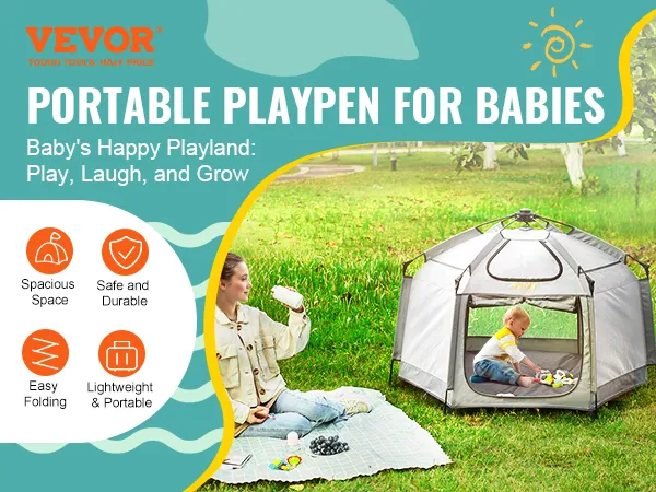VEVOR Baby-Laufstall: tragbarer Laufstall für Babys mit viel Platz, sicher und langlebig, einfach zusammenzuklappen.