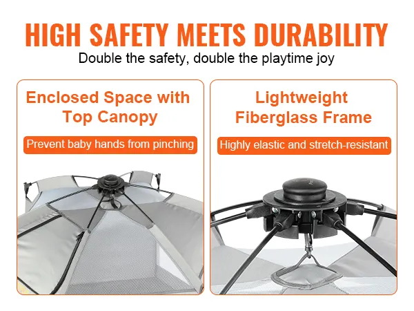 Der VEVOR-Babylaufstall mit Baldachin und leichtem Fiberglasrahmen sorgt für Sicherheit und Haltbarkeit.