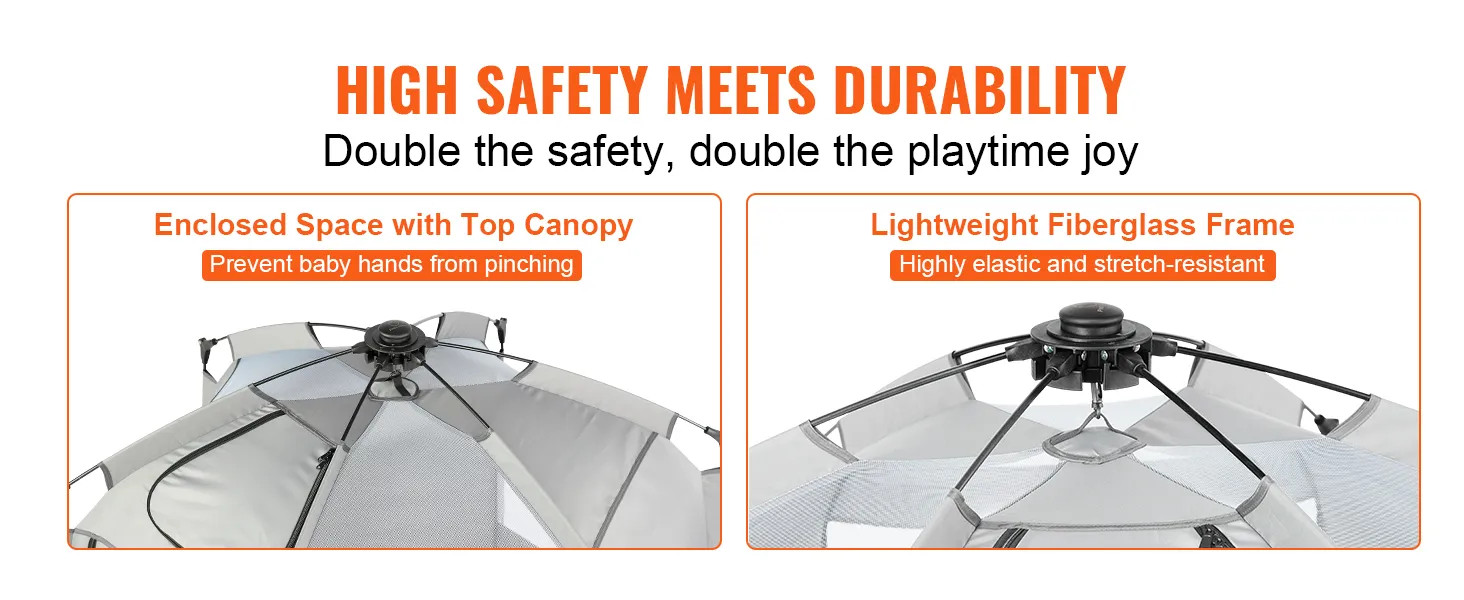 Der VEVOR-Babylaufstall mit Baldachin und leichtem Fiberglasrahmen sorgt für Sicherheit und Haltbarkeit.