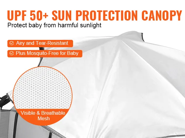 Sonnenschutzdach mit LSF 50+ für das VEVOR-Babylaufgitter, luftig, reißfest und mückenfrei für das Baby.