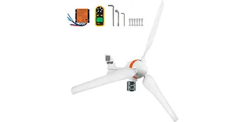 VEVOR wind turbine generator with white blades, tools, and accessories set.