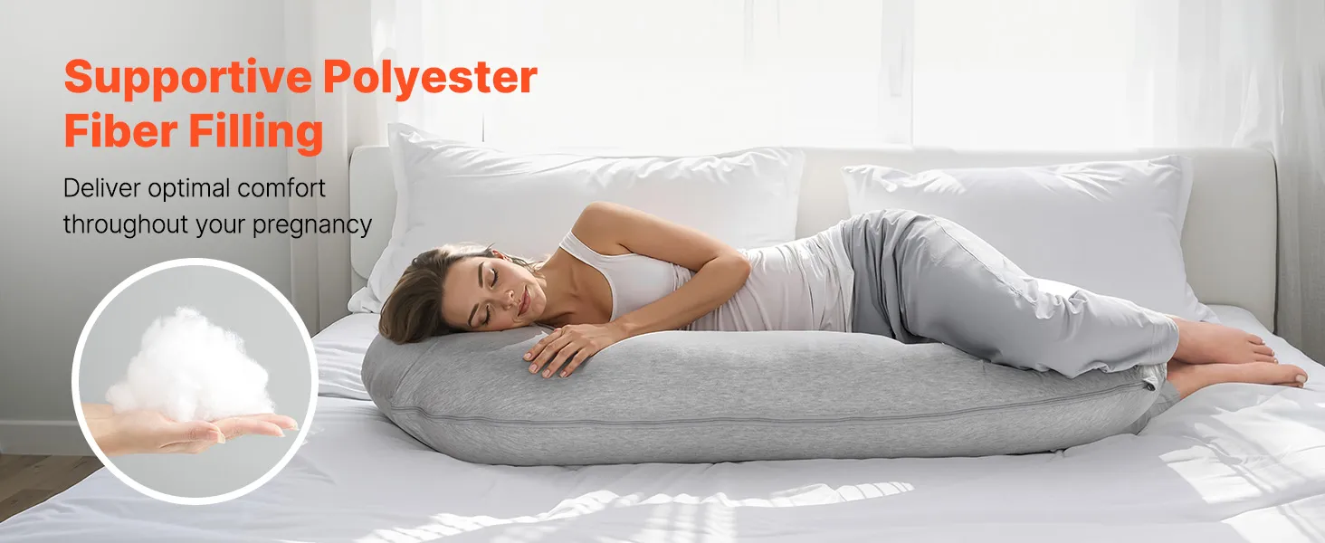 VEVOR Pregnancy Pillow, C-Shaped Full Body Maternity Pillow for Sleeping, Ultra-Soft and Breathable Pregnant Support Pillows with Removable & Washable Cover, Perfect for Back, Belly, Hip, Legs Relief