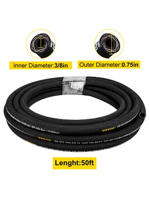 VEVOR Hydraulikschlauch, 50 Fuß Länge, 3/8 Zoll Innendurchmesser, 0,75 Zoll Außendurchmesser