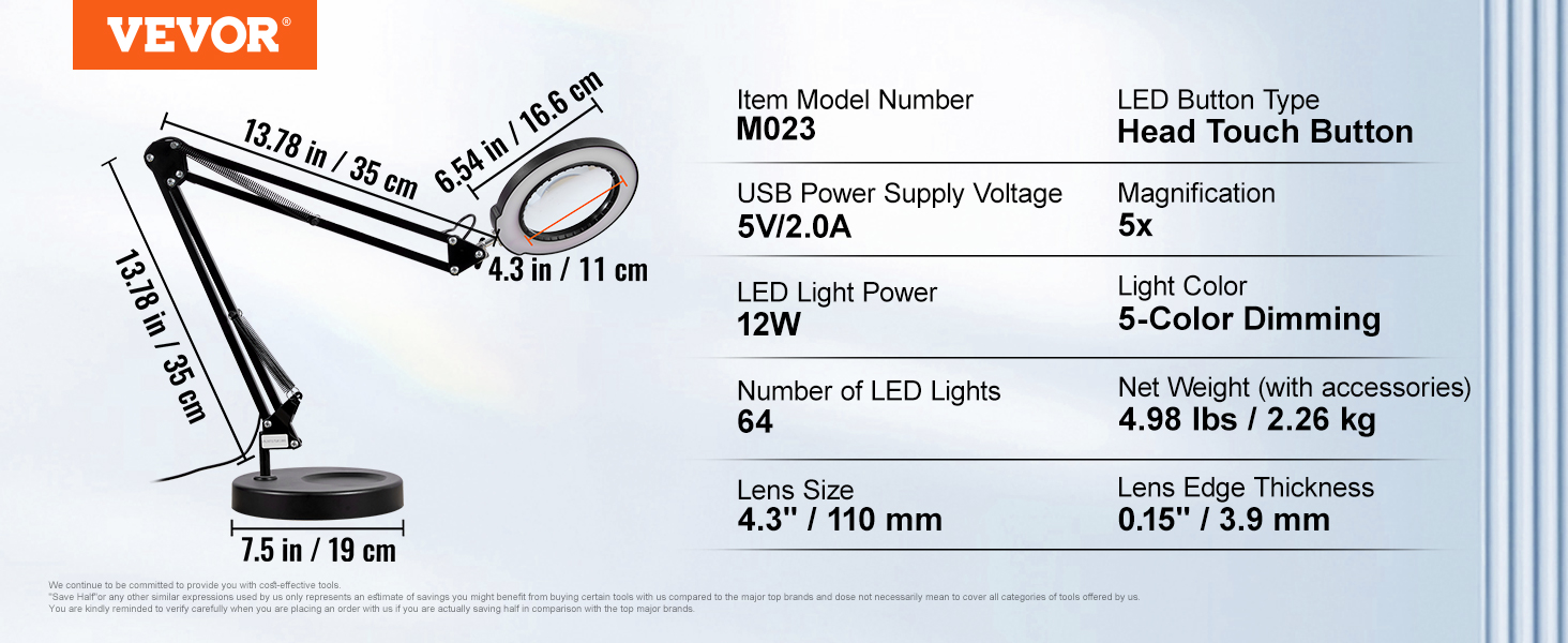 Lampe Loupe Avec Lumière LED Réglable - Grossissement 10X Et 20X - Col Flexible 360° - 3 Couleurs Et 10 Niveaux De Luminosité - 3