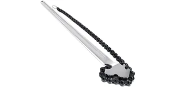 VEVOR chain wrench with long steel handle and durable black chain.