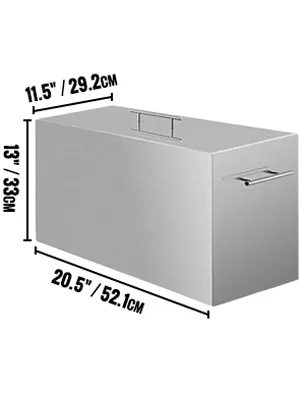 VEVOR water bath canner dimensions: 20.5" x 13" x 11.5". stainless steel finish.