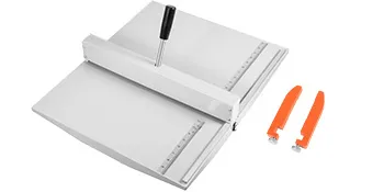 VEVOR-Rillmaschine mit Griff, Metalllinealführungen und zwei orangefarbenen Aufsätzen.