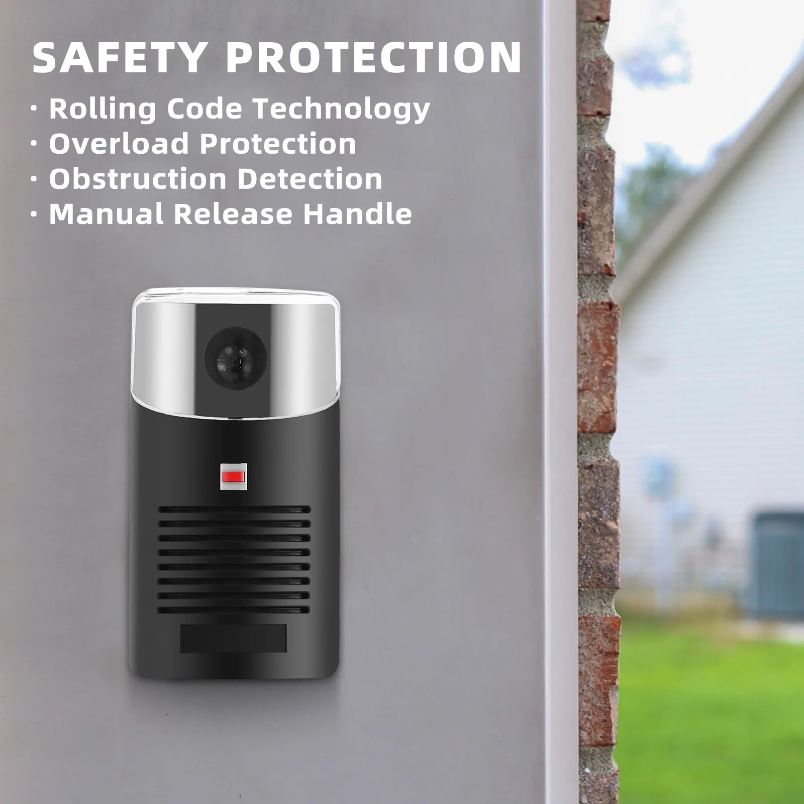 Abre-puertas enrollables de garaje VEVOR con funciones de protección de seguridad avanzadas.