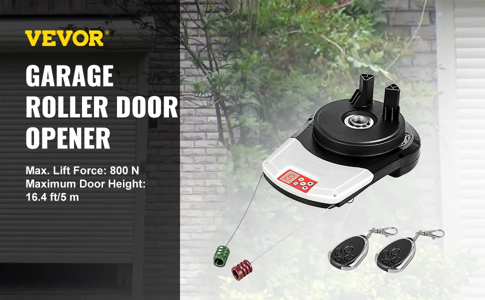 VEVOR Garage Roller Door Opener, 800 N Lift Force 164 ft Remote Control, 110V Electric Roller Gate Opener, Auto Garage Roller Gate Opener Kit with 2 Remote, Apply for Garage Store
