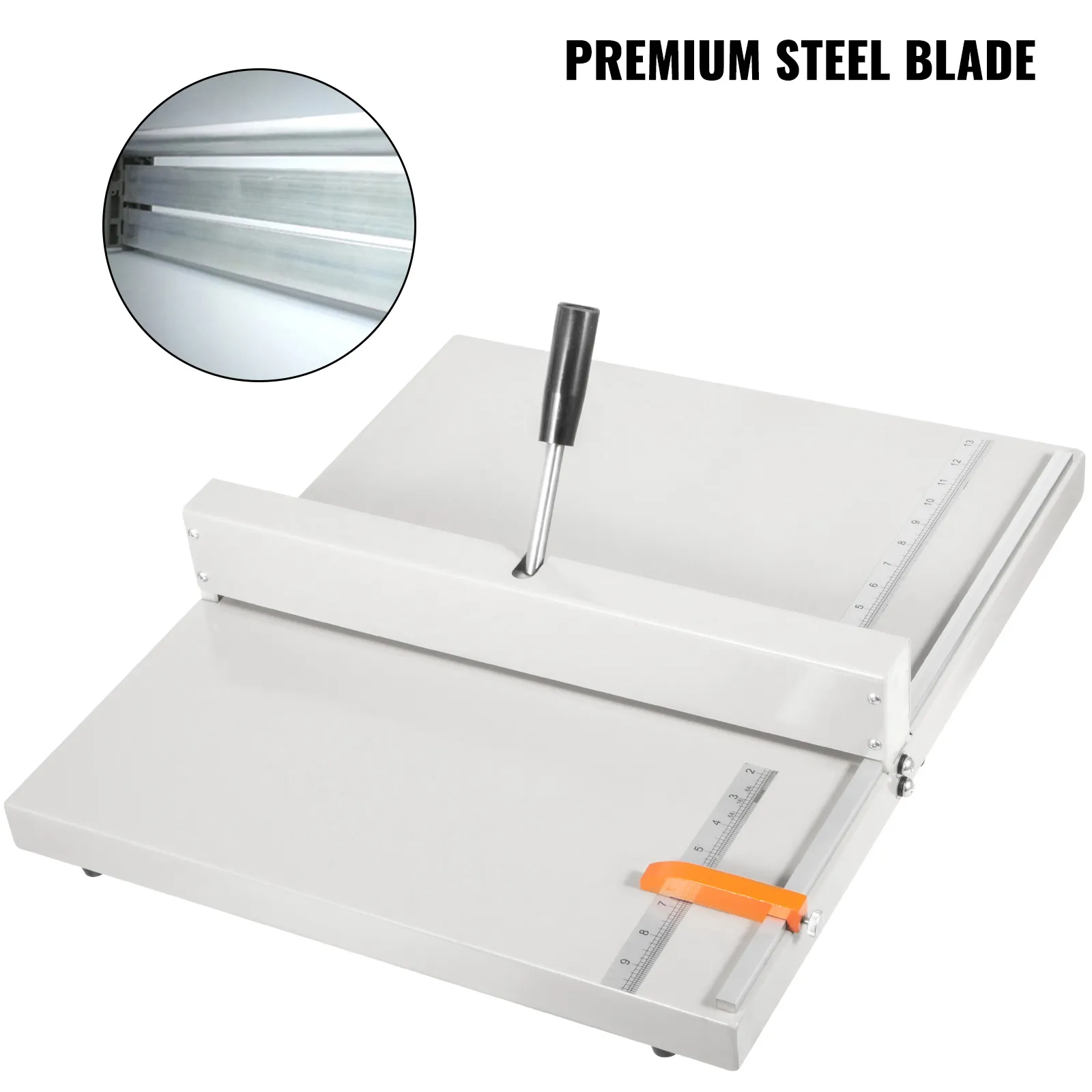 VEVOR creasing machine with premium steel blade and adjustable ruler.