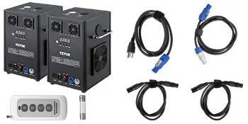 Componentes de máquina de efectos de escenario VEVOR y control remoto con cables.