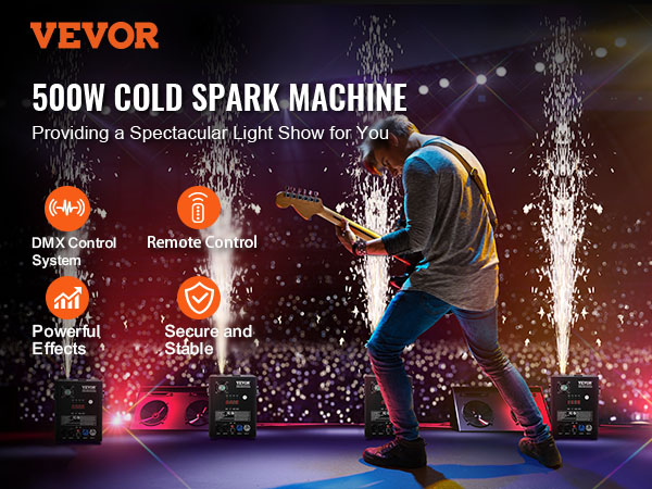 VEVOR Cold Spark Machine, 4 Pack 500W Output Fireworks Controllers