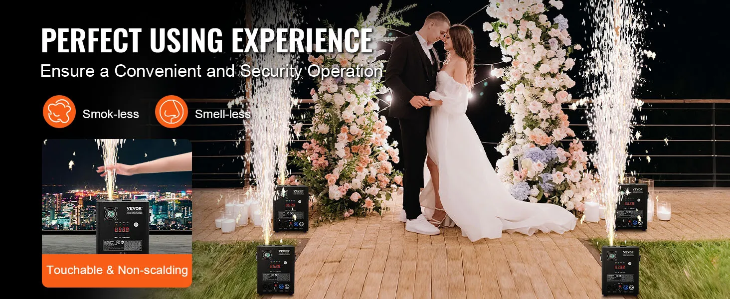 VEVOR spark firework machine for smoke-less, smell-less, touchable, and non-scalding wedding events