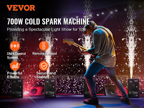VEVOR Cold Spark Machine, 4 Pack 700W Output Fireworks