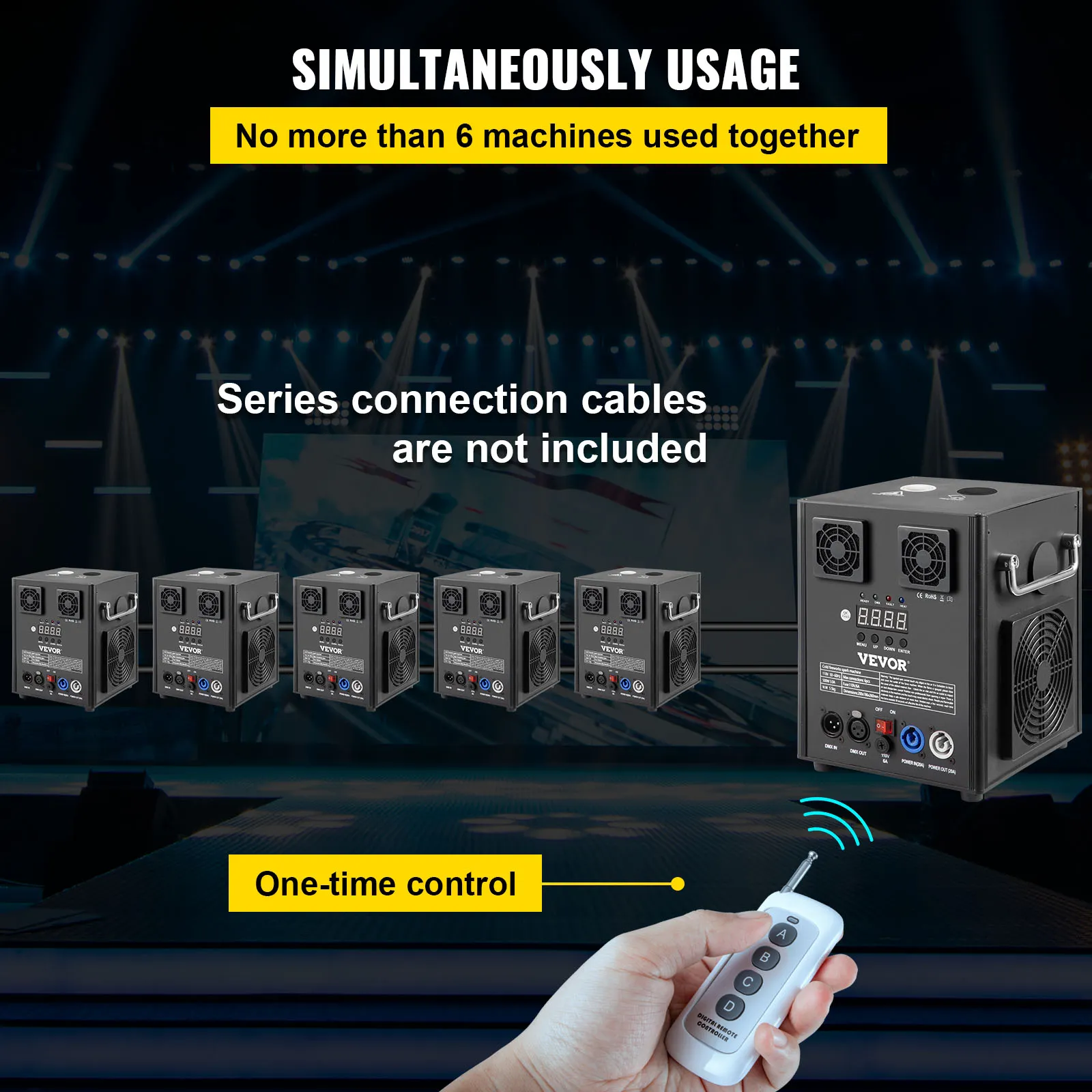 Máquina de efectos de iluminación de escenario VEVOR, control remoto, hasta seis unidades conectadas.