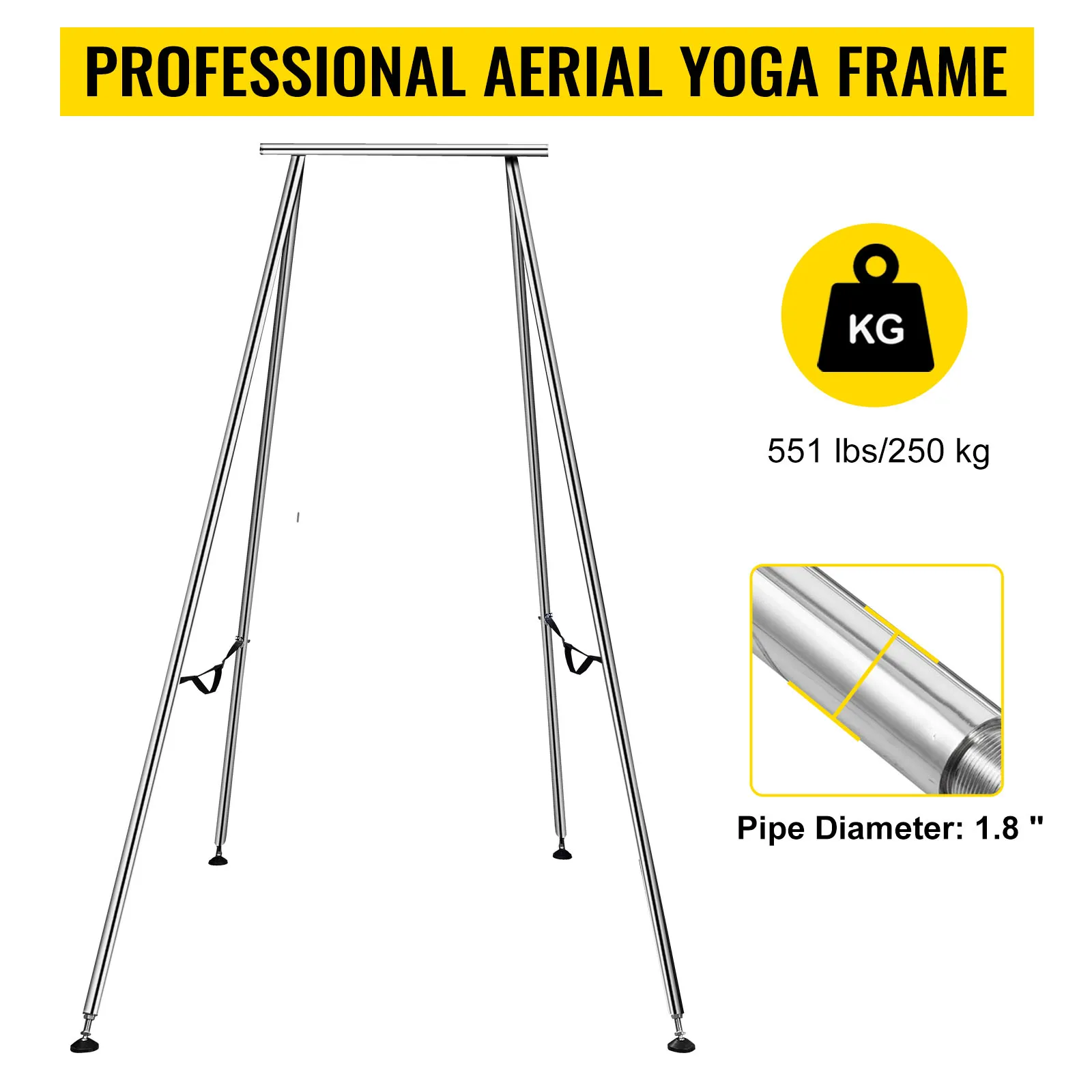 VEVOR aerial yoga frame for 551 lbs/250 kg with 1.8" pipe diameter.