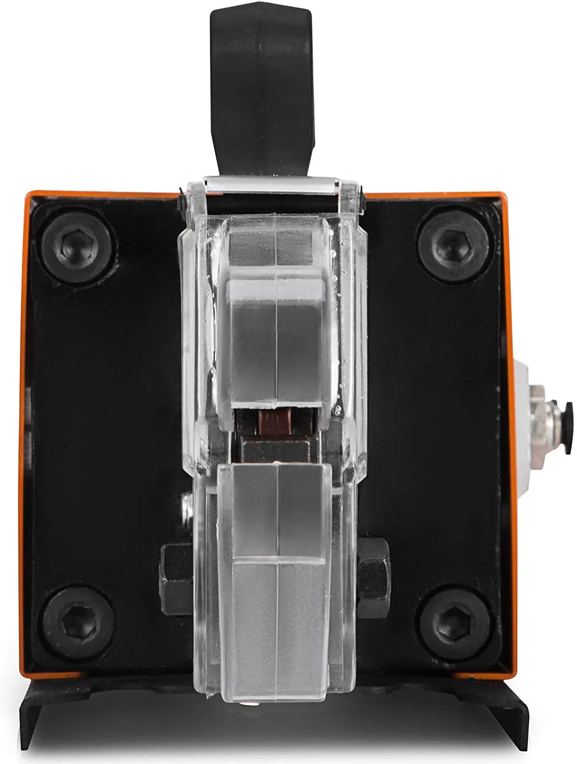 Vista frontal de la herramienta de crimpado neumática VEVOR que muestra detalles y componentes.