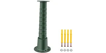 Bomba de agua manual antigua VEVOR verde con base de metal y pernos de instalación.
