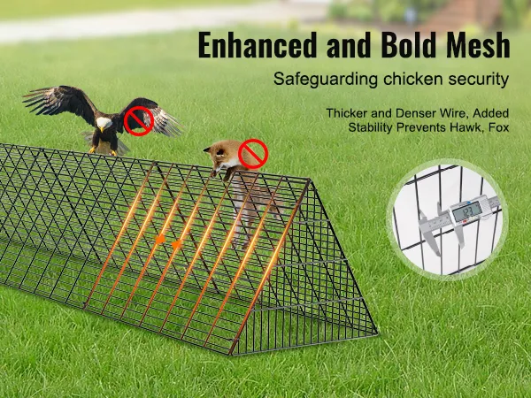 enhanced and bold mesh for VEVOR chicken tunnels prevents hawk and fox intrusion, ensuring chicken security.