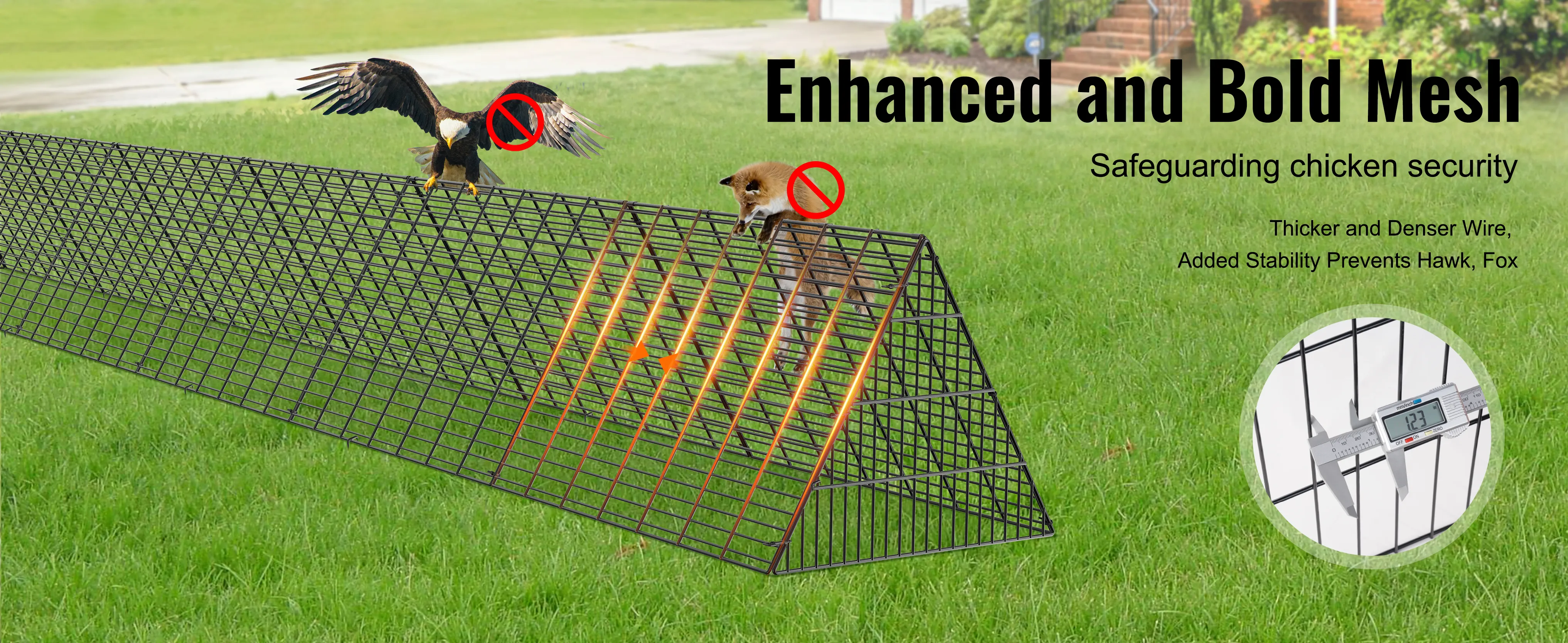 enhanced and bold mesh for VEVOR chicken tunnels prevents hawk and fox intrusion, ensuring chicken security.