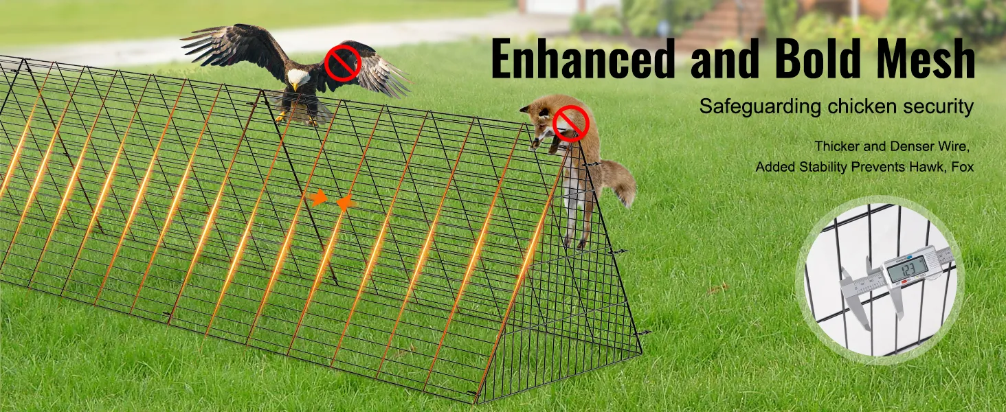 enhanced VEVOR chicken tunnels with bold mesh safeguard chickens from predators like hawks and foxes.