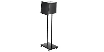 black VEVOR ballot box with a tall, slim design on a wheeled base for easy mobility.