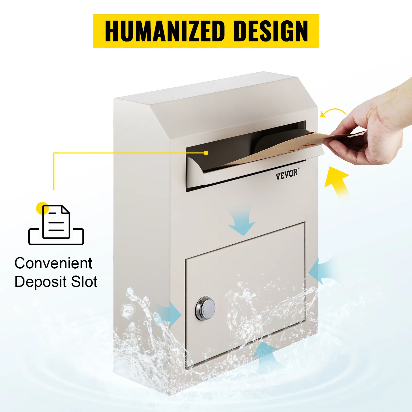 VEVOR-suggestiebus met een handige inwerpgleuf en een menselijk ontwerp voor het eenvoudig indienen van documenten.