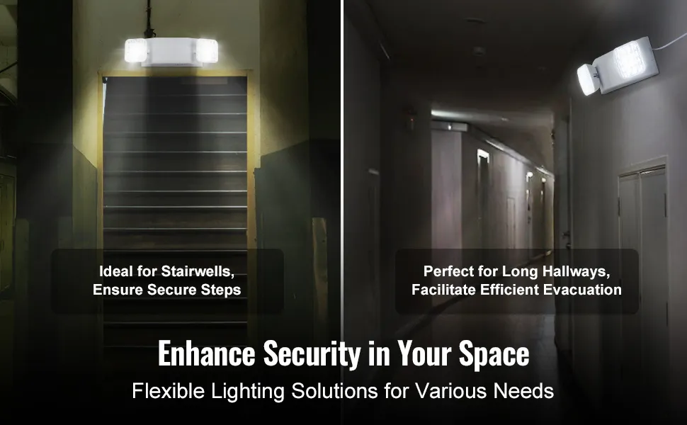 VEVOR emergency light in stairwell and hallway, enhancing security with efficient evacuation lighting.