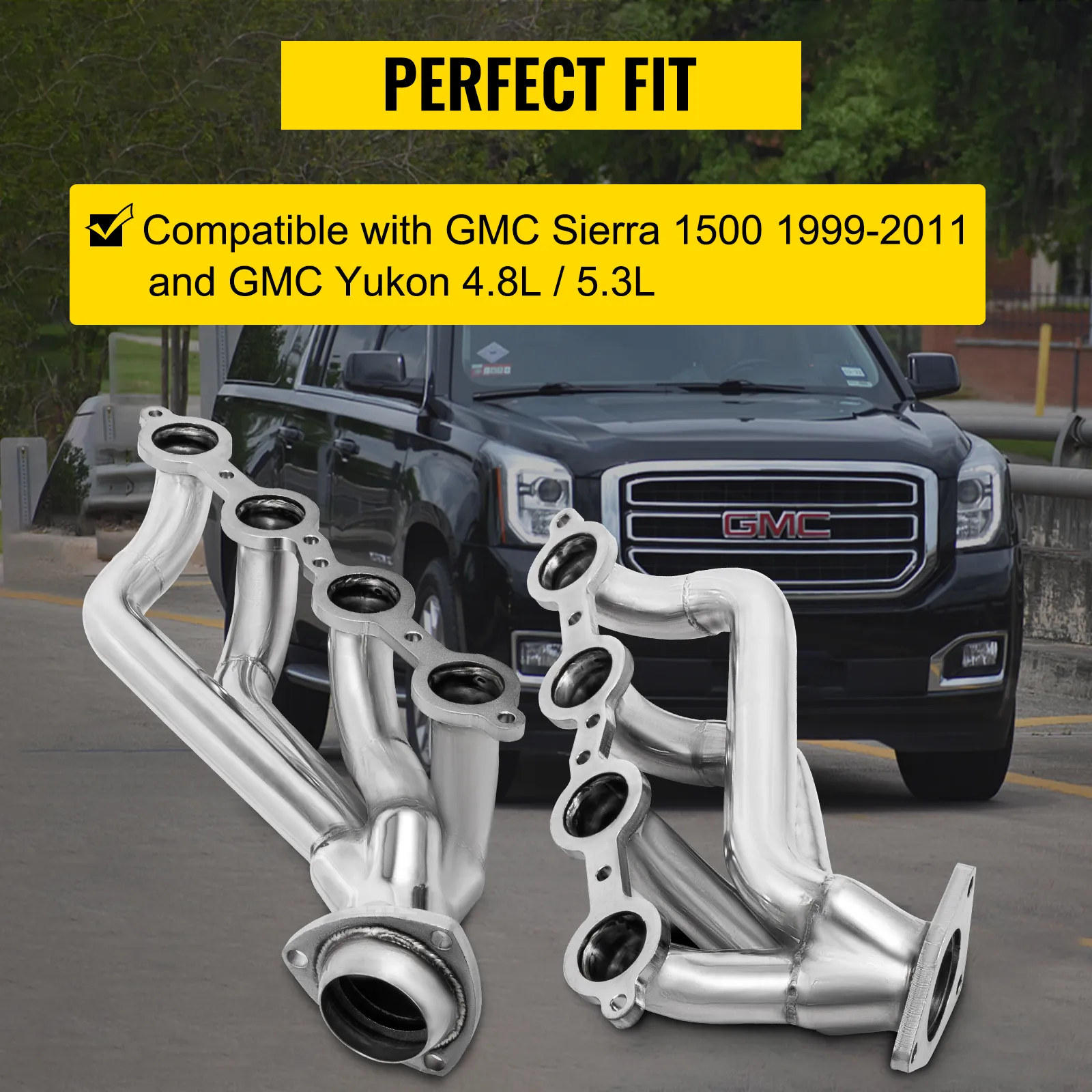 El cabezal de escape VEVOR se adapta a GMC Sierra 1500 1999-2011 y GMC Yukon 4.8l/5.3l.