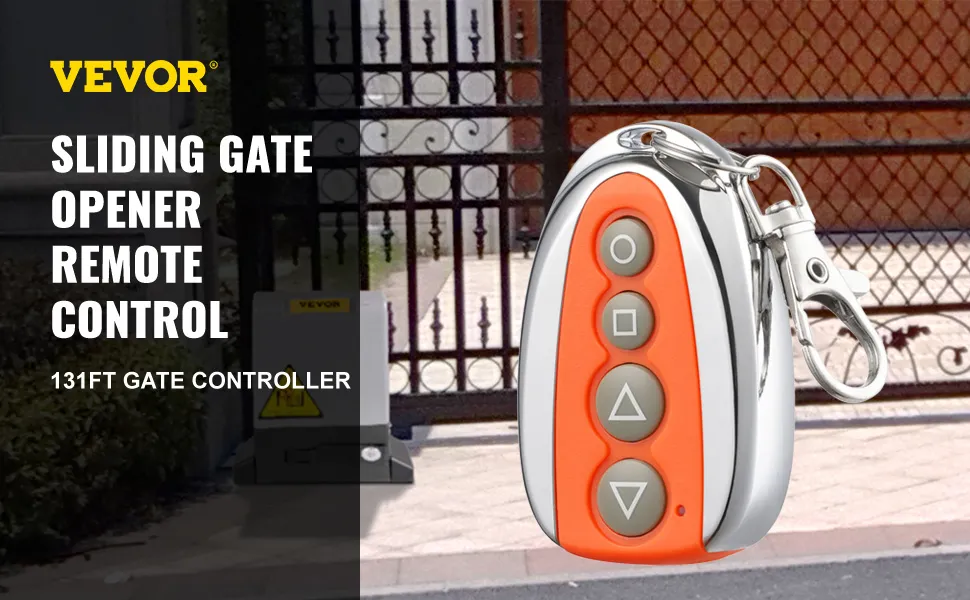 VEVOR Gate Opener Remote, 131 ft Gate Remote Control, 4 Button Automatic Gate Opener Remote, Gate Remote Control Multicode, Electric Rolling Driveway Gate Opener Closer Security Kit Remote, Orange