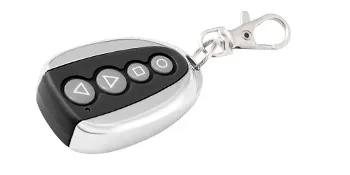 VEVOR gate remote control with keychain and four buttons.