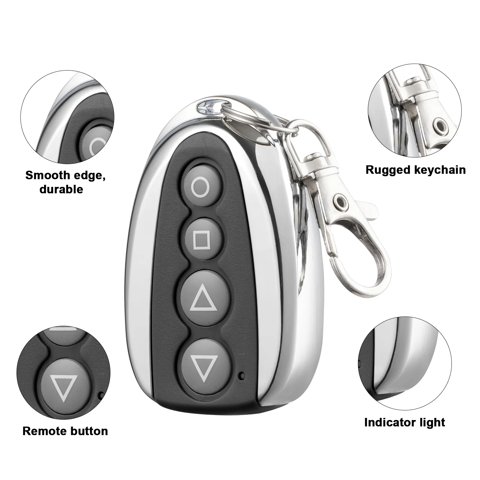 VEVOR gate remote control with indicator light, durable housing, and rugged keychain.