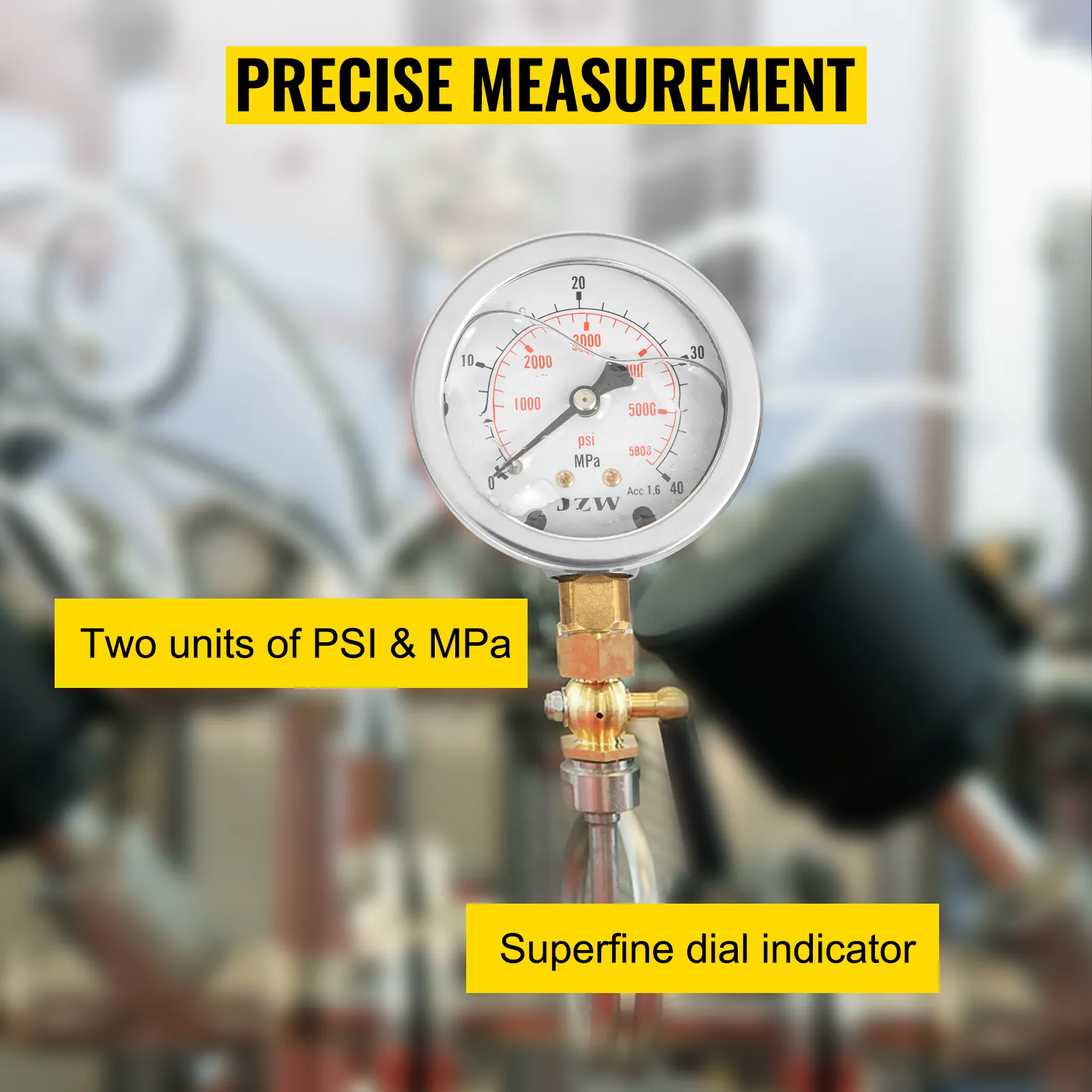 VEVOR-Hydraulikdruckprüfsatz mit psi- und mpa-Einheiten, präziser Messskala.