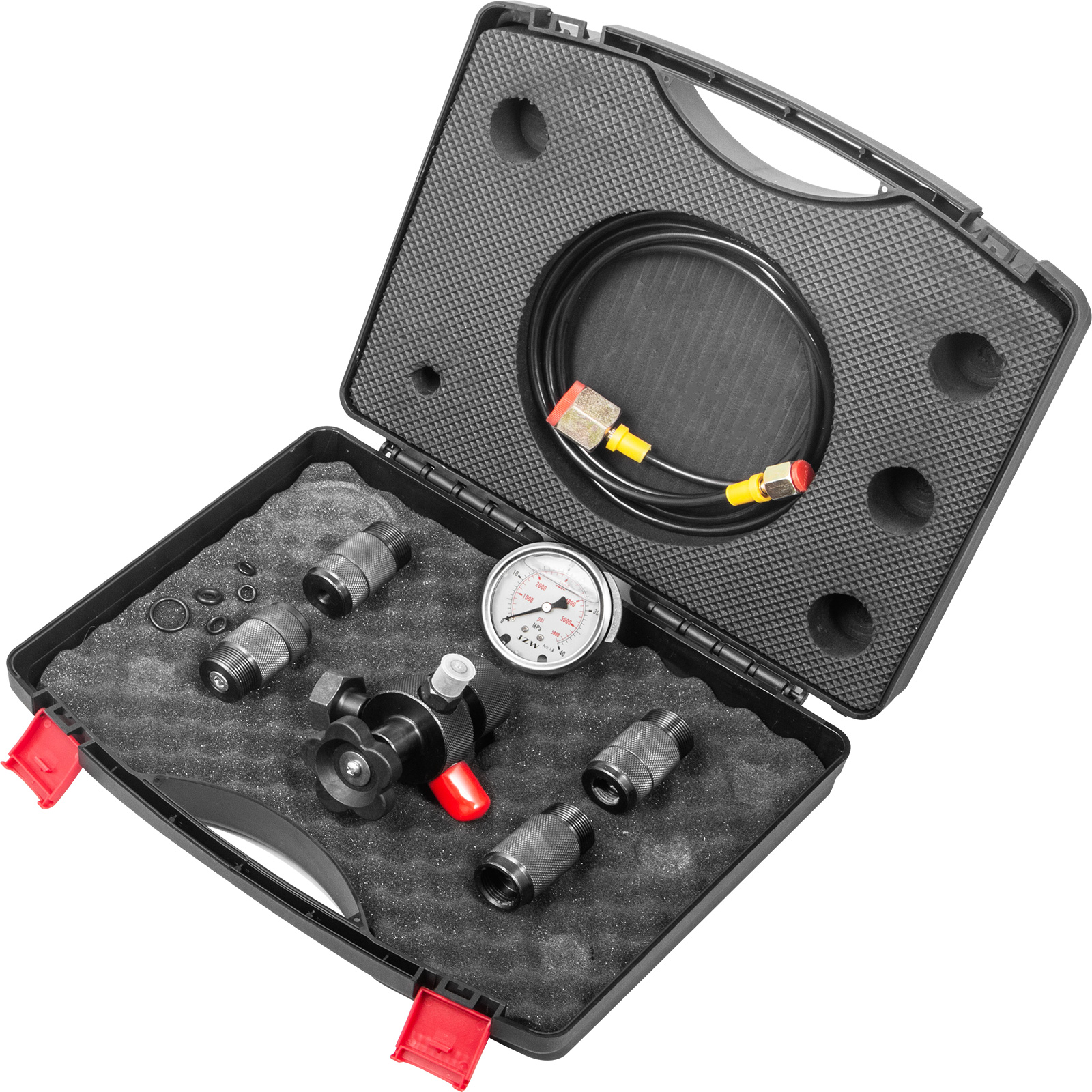 Kit De Test De Pression Hydraulique à L'azote - 3 Manomètres (0-400 Bar) + 7 Raccords - Pour Accumulateurs, Excavatrices - Remplissage Et Test De Pression - 6