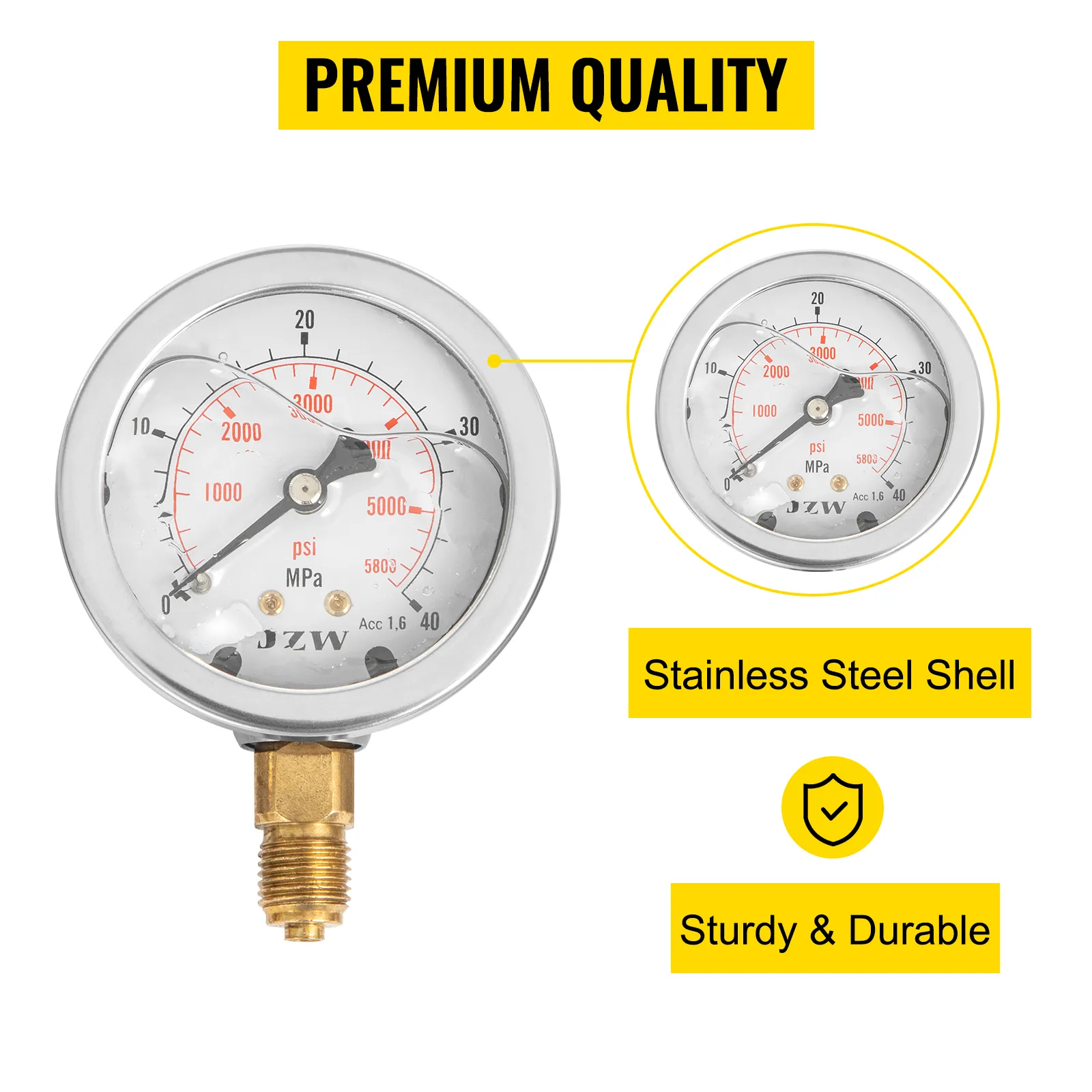 VEVOR hydraulic pressure test kit with stainless steel shell, sturdy and durable.