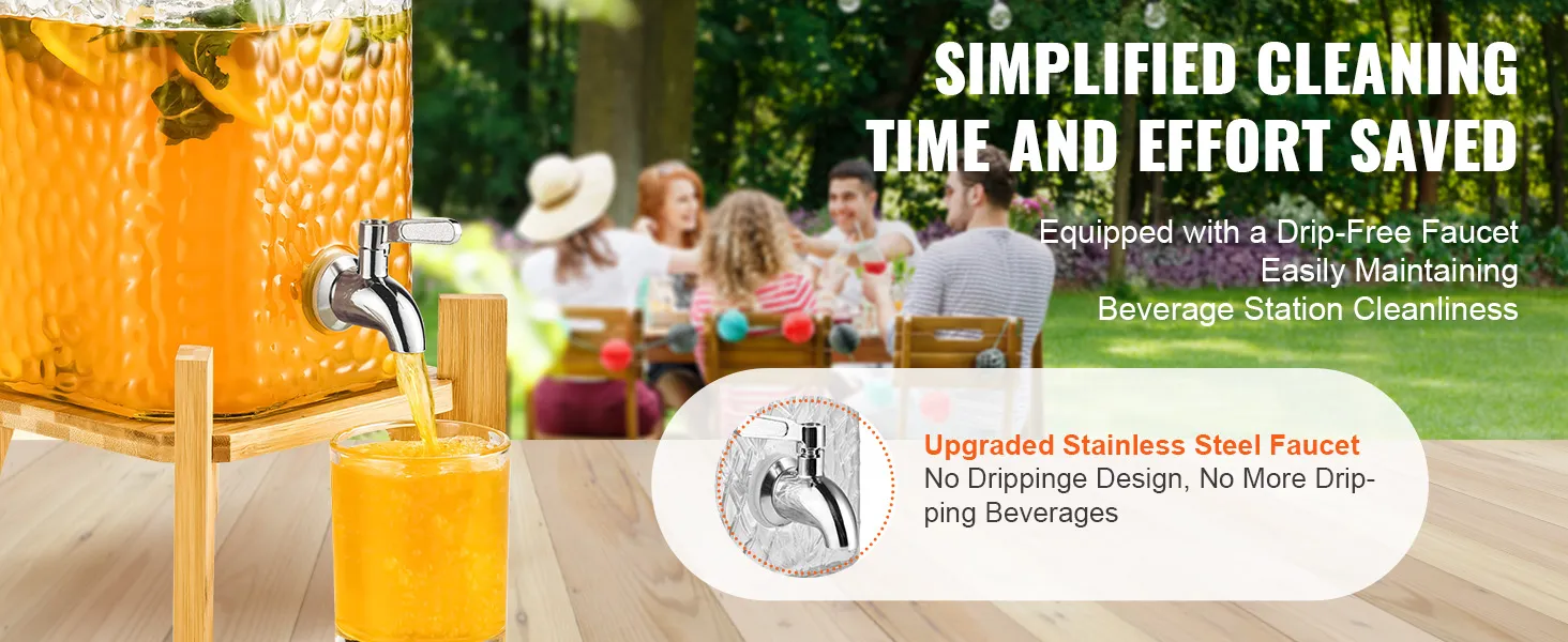 VEVOR beverage dispenser with stainless steel faucet, perfect for outdoor gatherings and easy cleaning.
