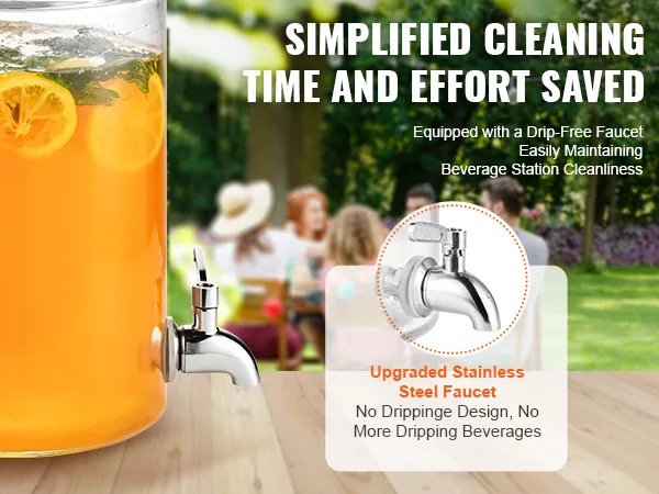 VEVOR beverage dispenser with upgraded stainless steel faucet, perfect for outdoor gatherings.