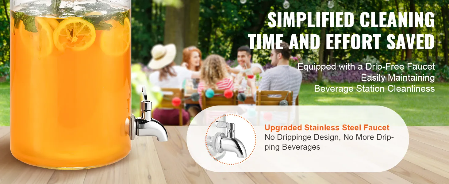 VEVOR beverage dispenser with upgraded stainless steel faucet, perfect for outdoor gatherings.