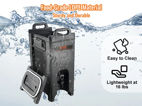VEVOR geïsoleerde drankdispenser met voedselveilig LDPE-materiaal, eenvoudig te reinigen, lichtgewicht (7,3 kg).