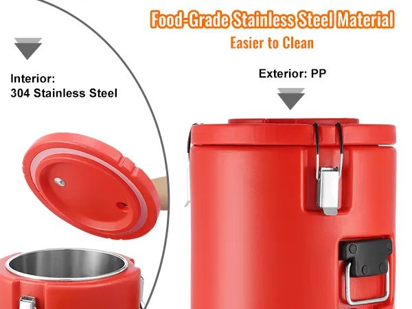 Dispensador de bebidas de acero inoxidable VEVOR con material de grado alimenticio, fácil de limpiar y diseño robusto.