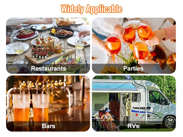 Dispensador de bebidas de acero inoxidable VEVOR de amplia aplicación para restaurantes, fiestas, bares, vehículos recreativos.