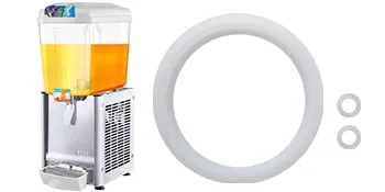 Dispensador de bebidas comercial VEVOR con una junta de goma grande y dos arandelas pequeñas.