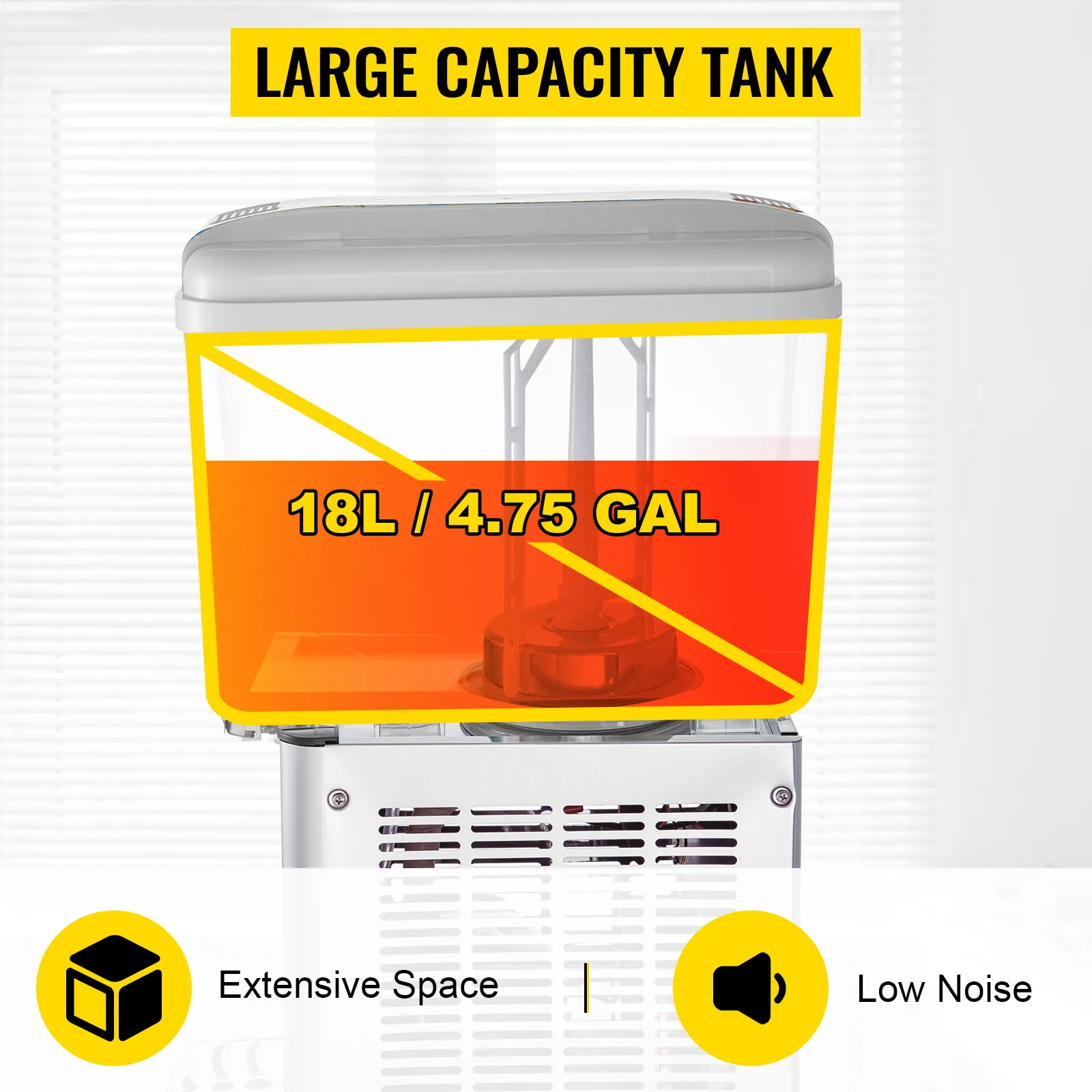 Dispensador de bebidas comercial VEVOR con gran tanque de capacidad de 18 l / 4,75 gal.