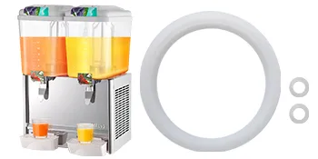 VEVOR beverage dispenser with dual containers and replacement o-rings.