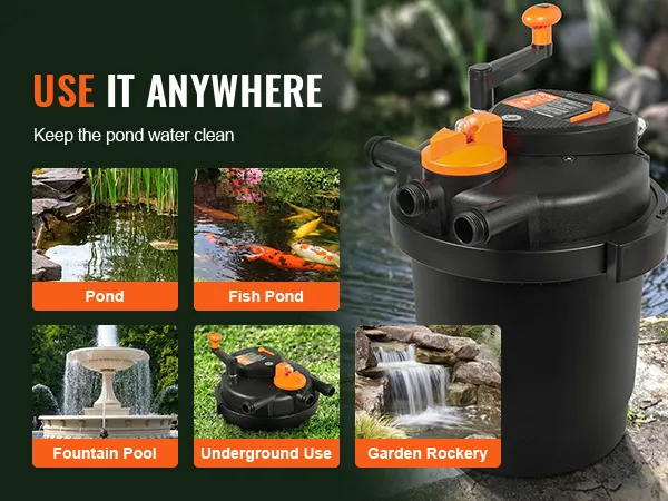 VEVOR bio pressure pond filter for ponds, fish ponds, fountain pools, underground use, and garden rockery.
