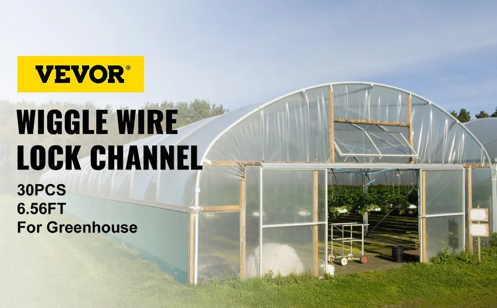 VEVOR spring wire lock channel for secure greenhouse installation, 30pcs, 6.56ft.